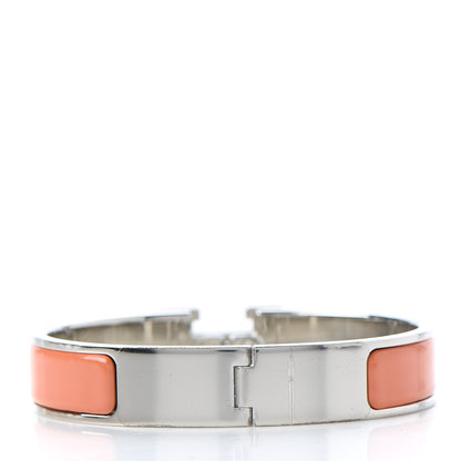 Hermes Enamel Narrow Clic Clac H Bracelet PM Orange White 3 of 7