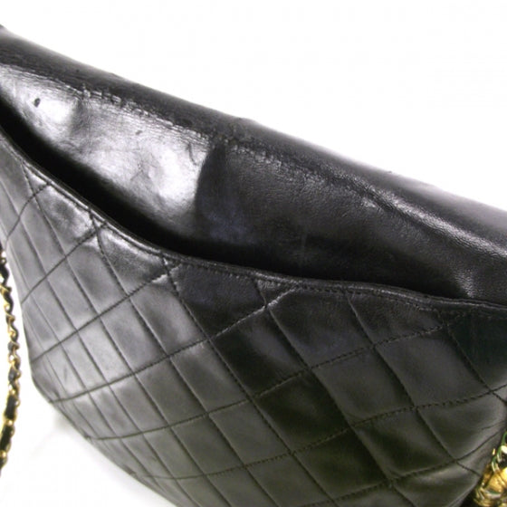 Vintage Lambskin Cross Body Flap Bag Black