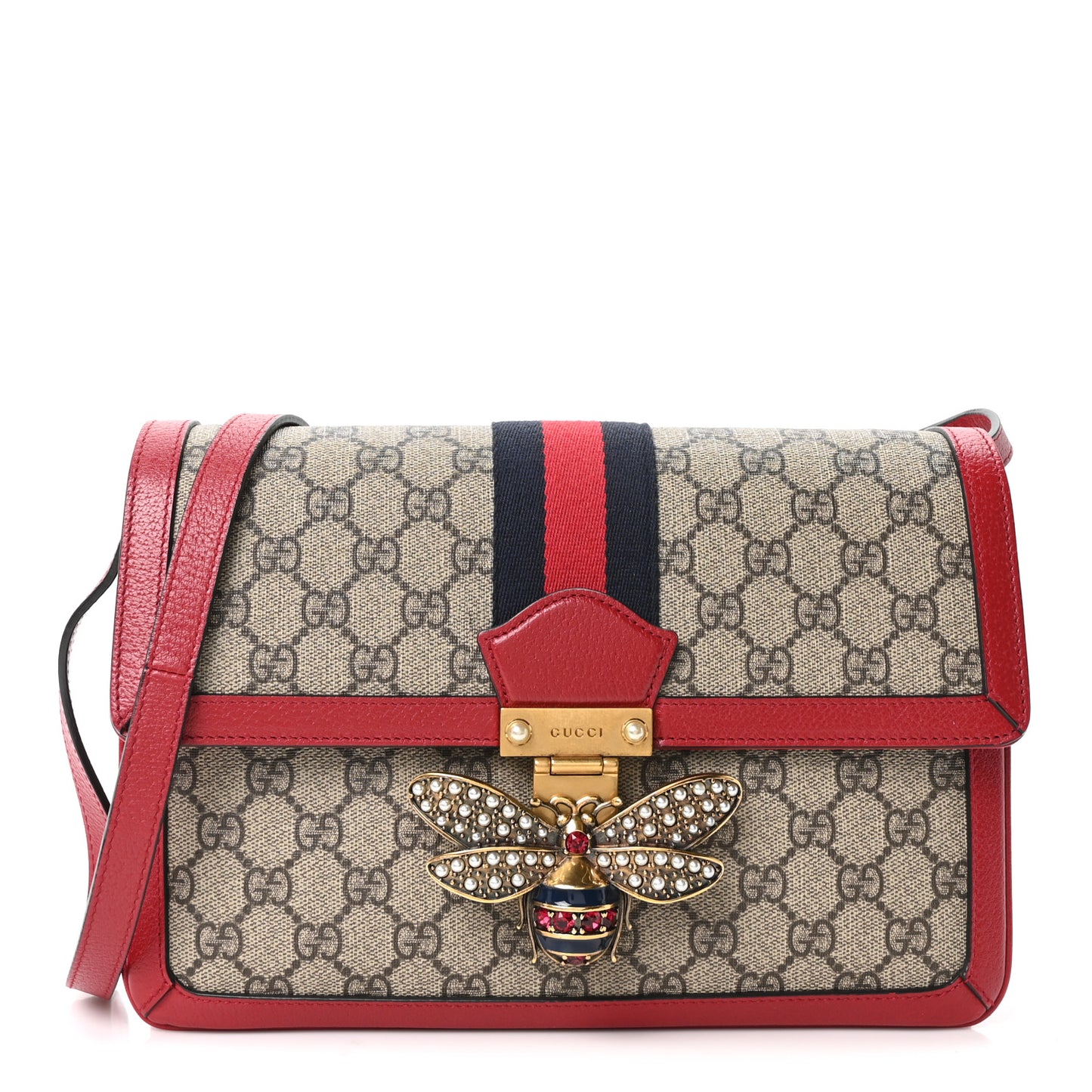 GG Supreme Monogram Medium Queen Margaret Shoulder Bag Red