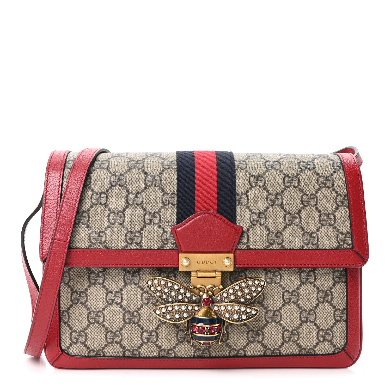 Gucci GG Supreme Monogram Medium Queen Margaret Shoulder Bag Red 1 of 10