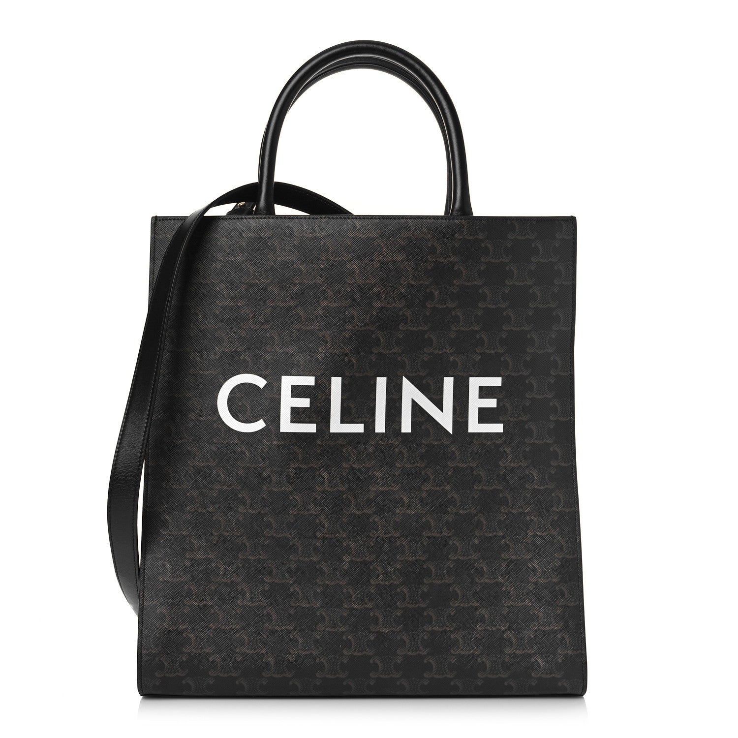 Celine Triomphe Canvas Calfskin Medium Vertical Cabas Black 1 of 6