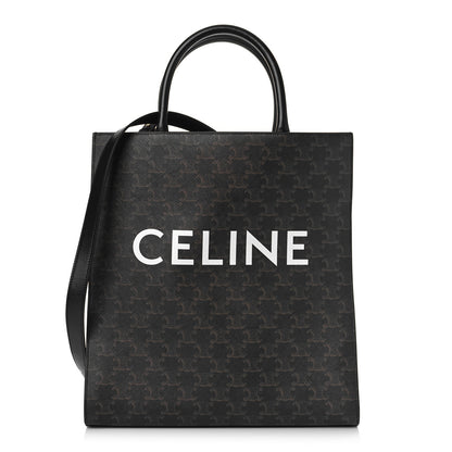 Celine Triomphe Canvas Calfskin Medium Vertical Cabas Black 1 of 6