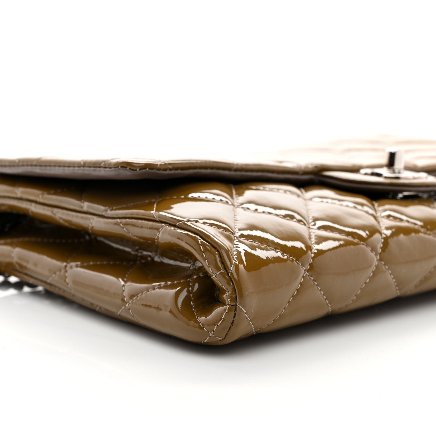 Chanel Patent Quilted Clutch with Chain Flap Grey 9 of 12