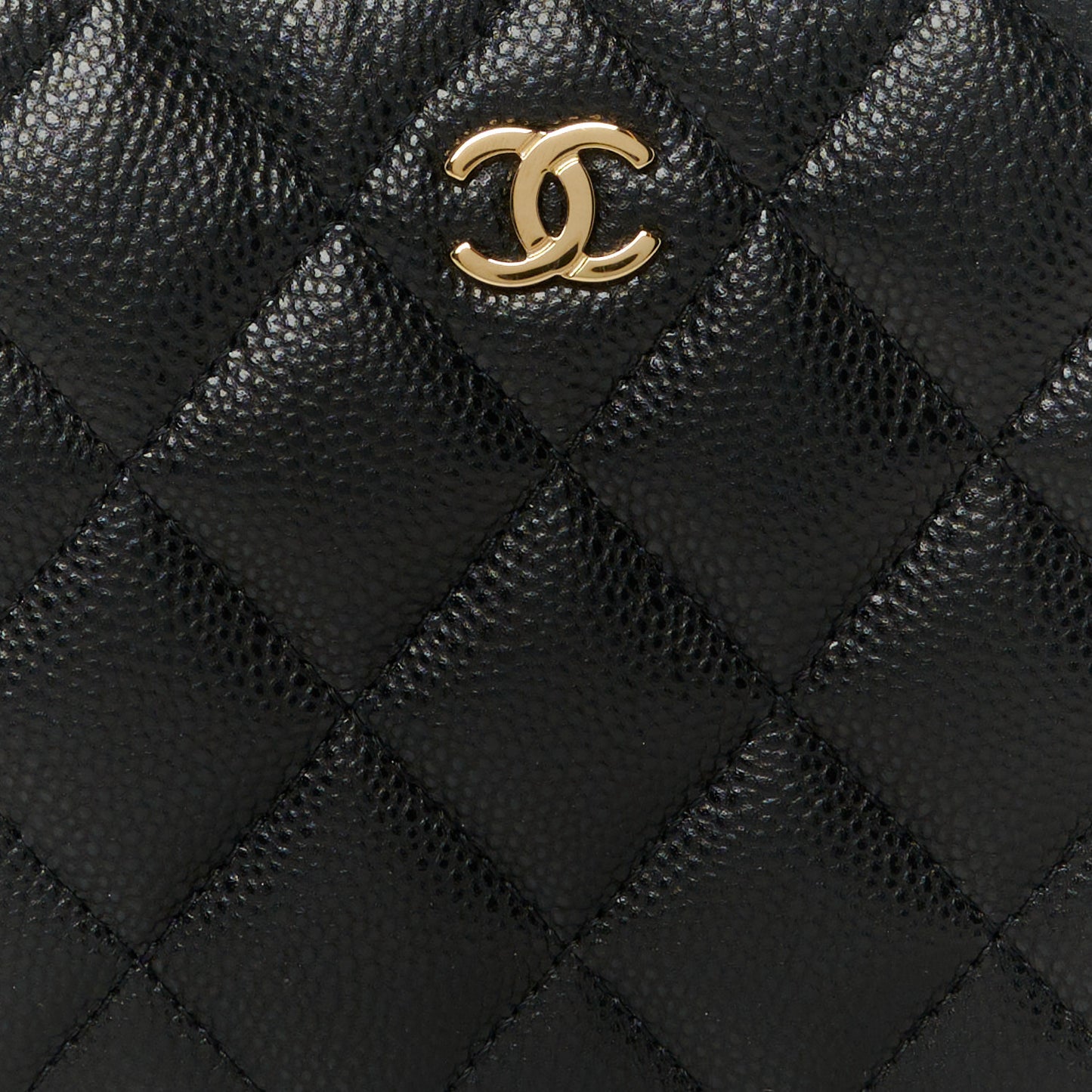 Caviar Quilted Small Curvy Pouch Cosmetic Case Black