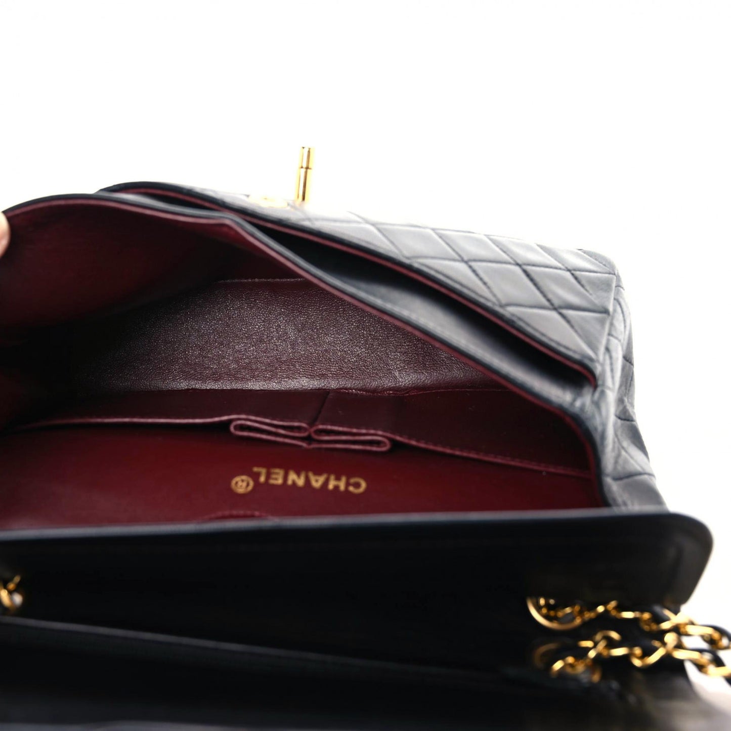 Lambskin Quilted Small Double Flap Black