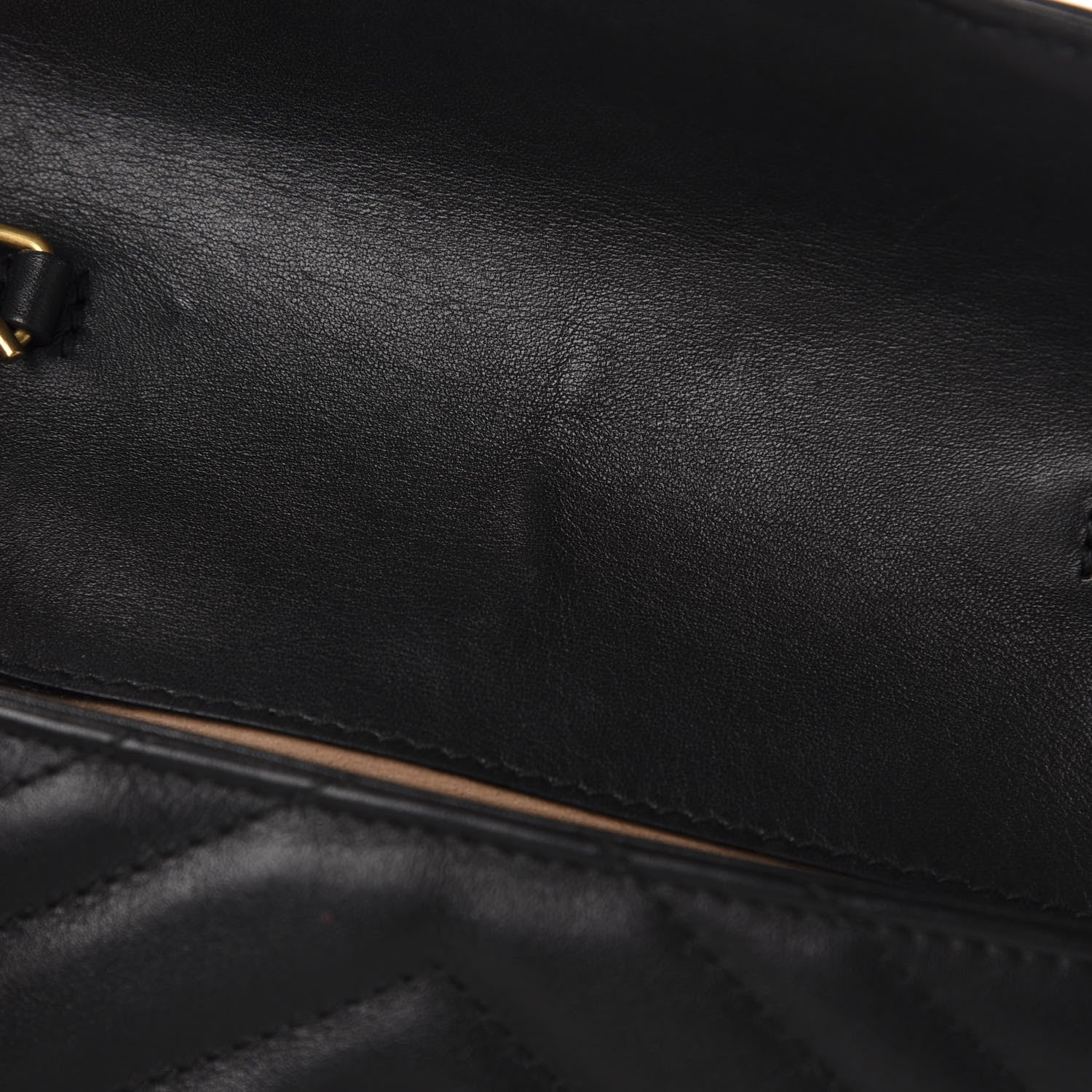 Gucci Calfskin Matelasse Super Mini GG Marmont Shoulder Bag Black 8 of 11
