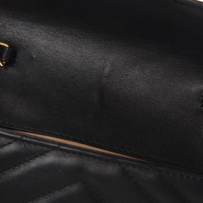 Gucci Calfskin Matelasse Super Mini GG Marmont Shoulder Bag Black 8 of 11