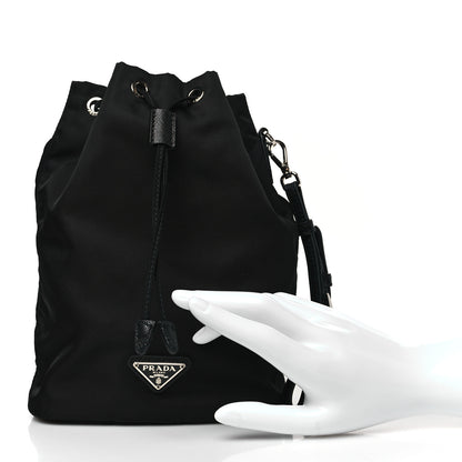 Prada Saffiano Tessuto Nylon Vela Bucket Wristlet Black 2 of 10