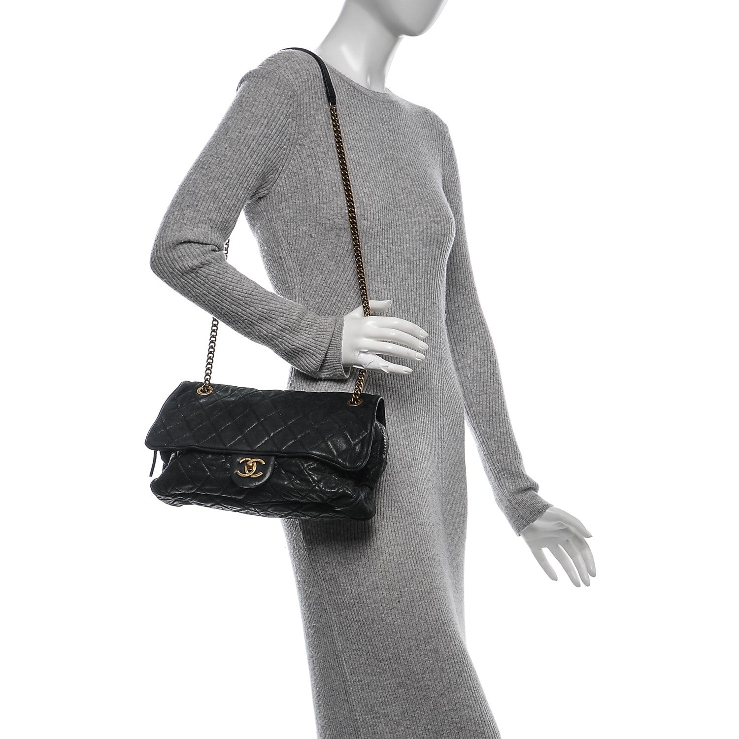 Chanel Iridescent Calfskin Quilted Large Shiva Flap Black 2 of 7