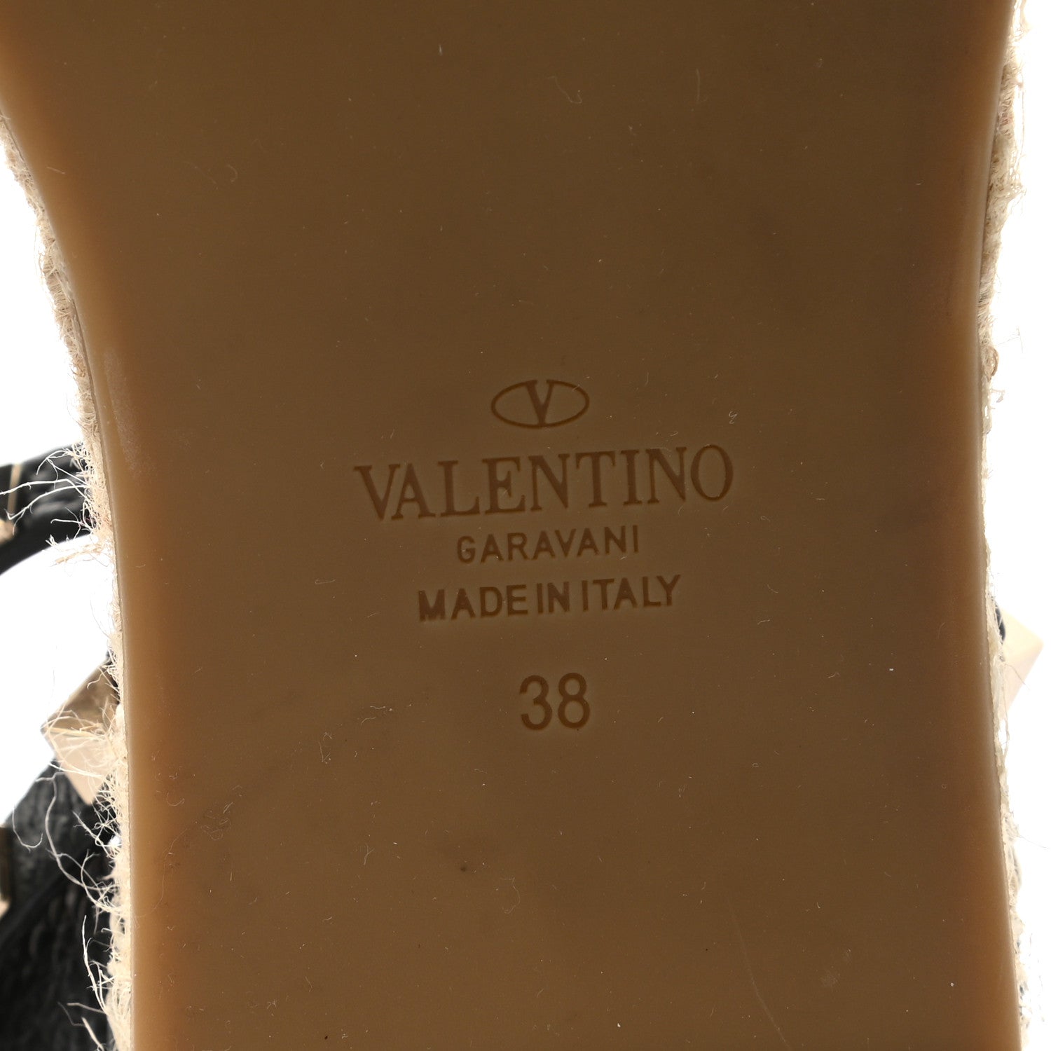 Valentino Garavani Grained Calfskin Rockstud Ankle Strap Espadrille Flat Sandals 38 Black 6 of 8