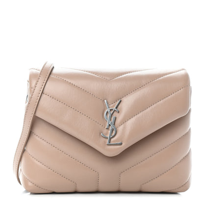 Saint Laurent Calfskin Y Quilted Monogram Toy Loulou Crossbody Bag Gold Sand 1 of 4