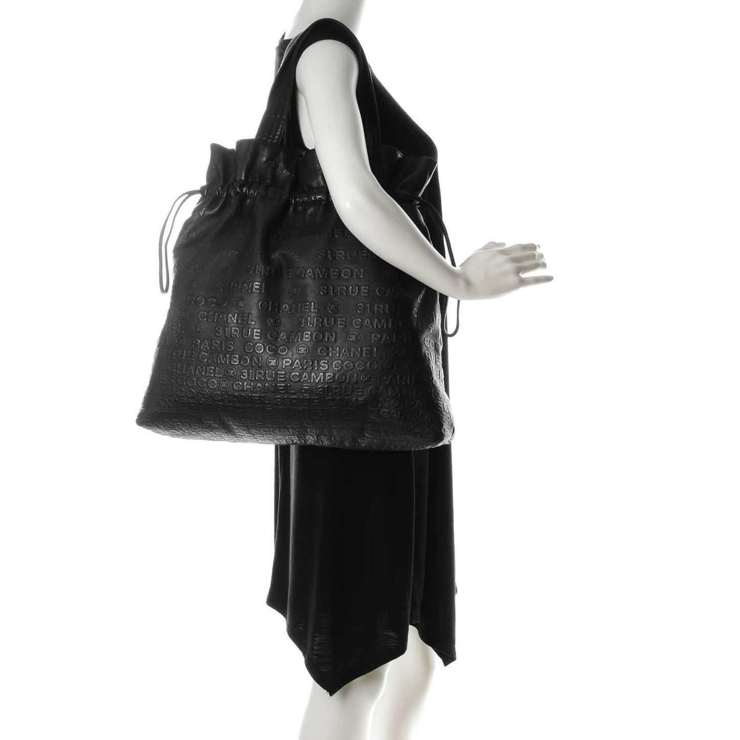 Calfskin Unlimited Drawstring Tote Black