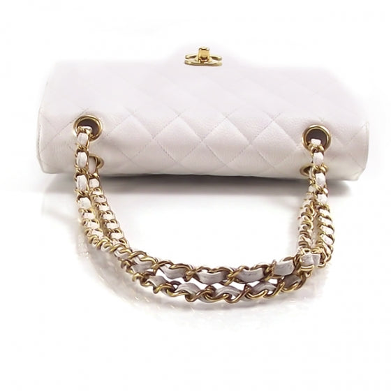 Caviar Quilted Small Double Flap White