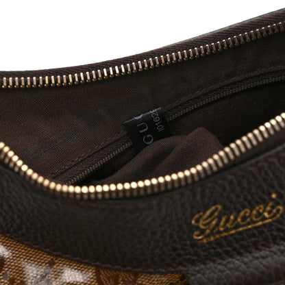 Gucci Crystal Monogram D Ring Gold Hobo Brown 8 of 11