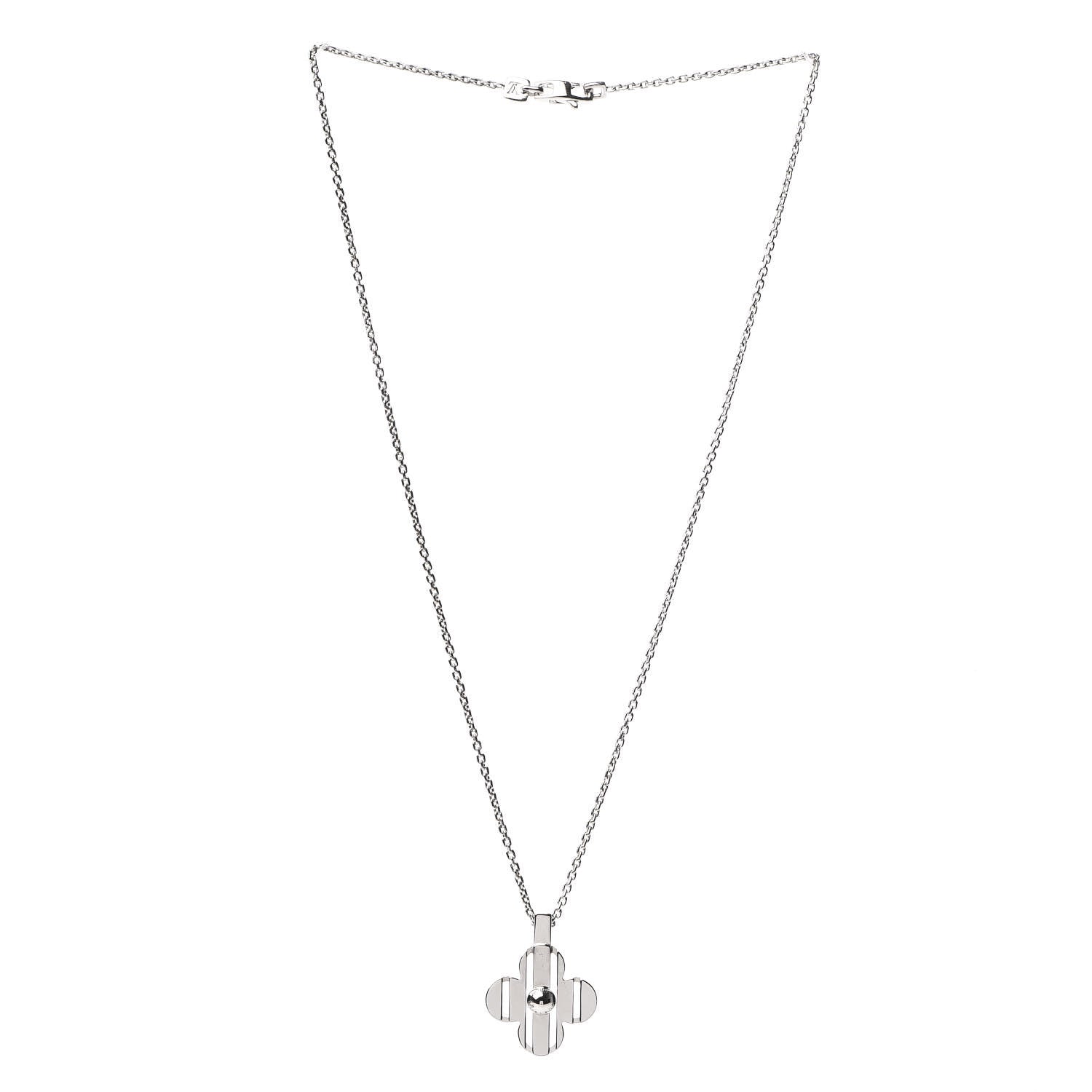 Louis Vuitton 18K White Gold Petite Fleur Pendant Necklace 2 of 5