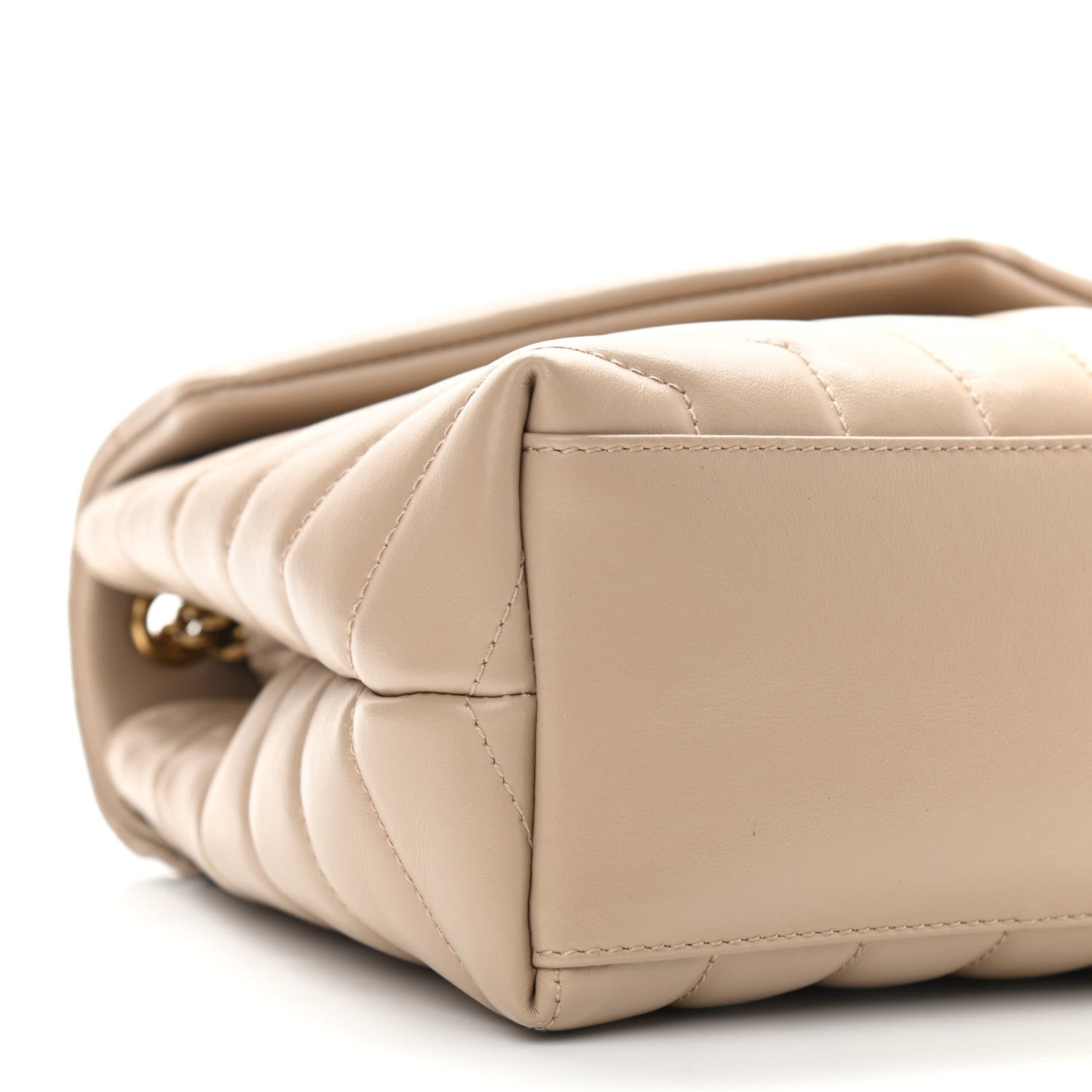 Saint Laurent Calfskin Y Quilted Monogram Small Loulou Chain Satchel Dark Beige 11 of 13