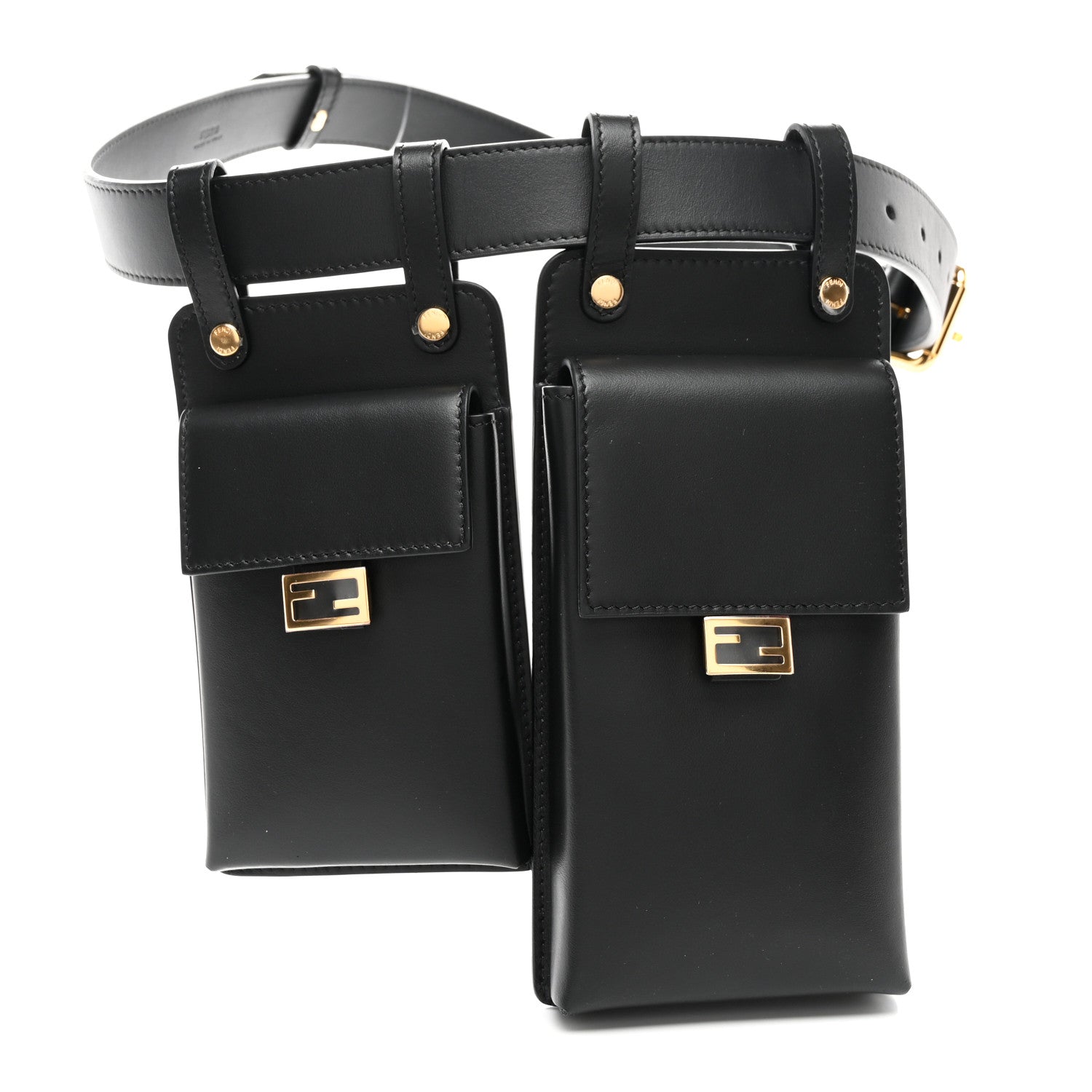 Fendi Calfskin Multi Pocket Belt Black 1 of 15