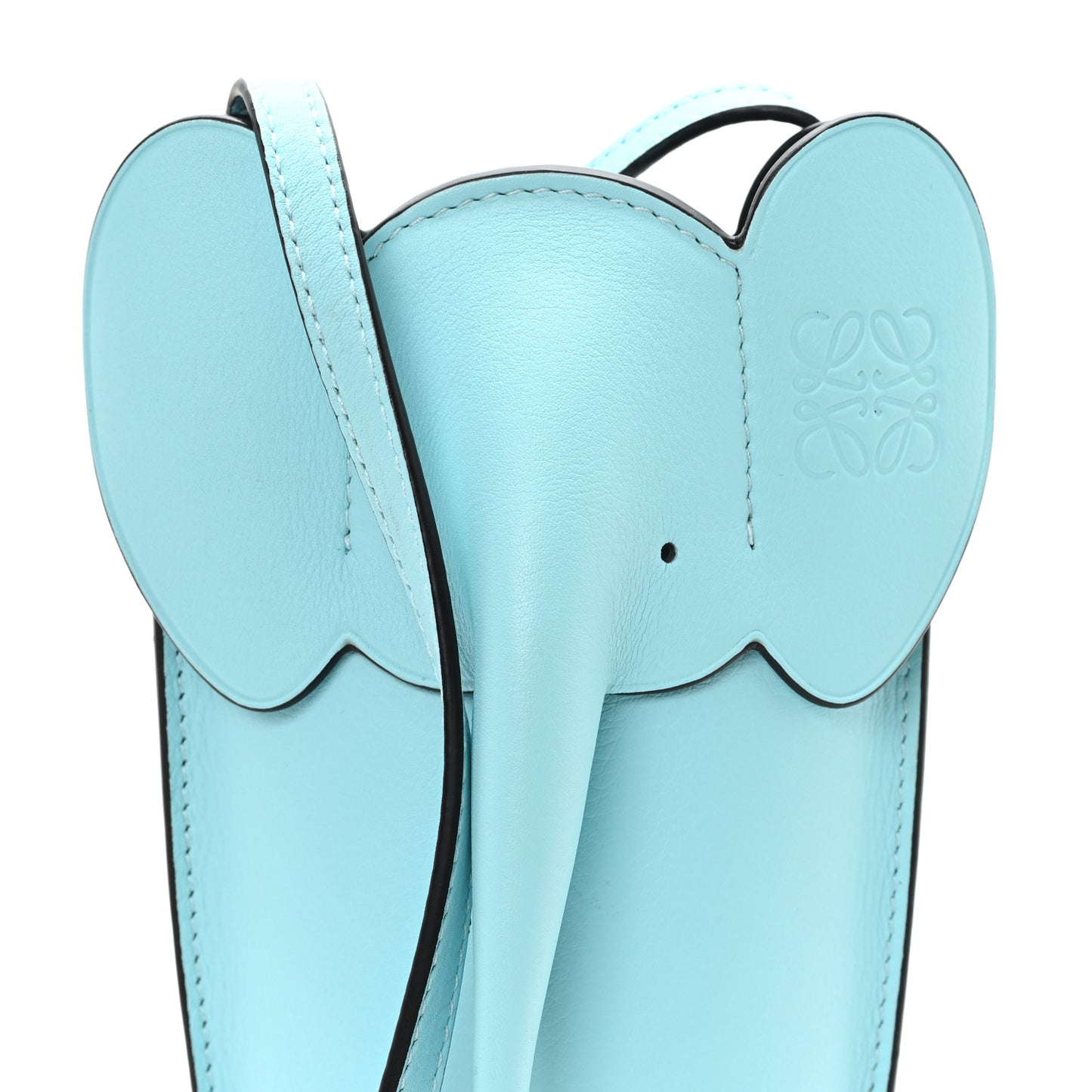Calfskin Elephant Pouch Crossbody Bag Light Blue