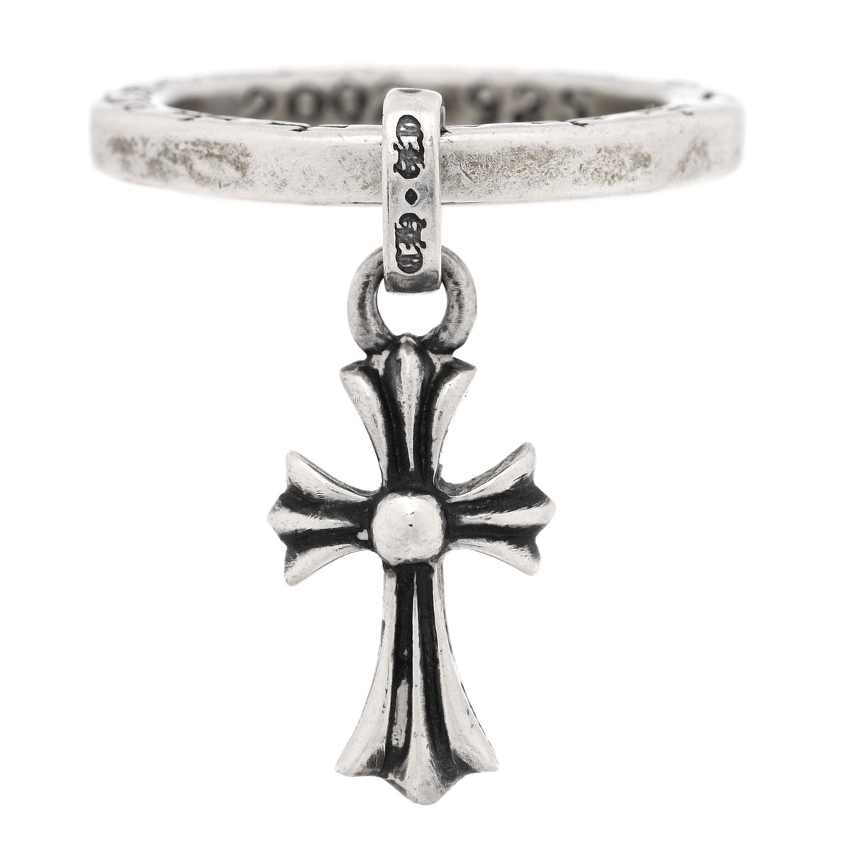 Chrome Hearts Sterling Silver Cross Charm Ring 54 7 1 of 5