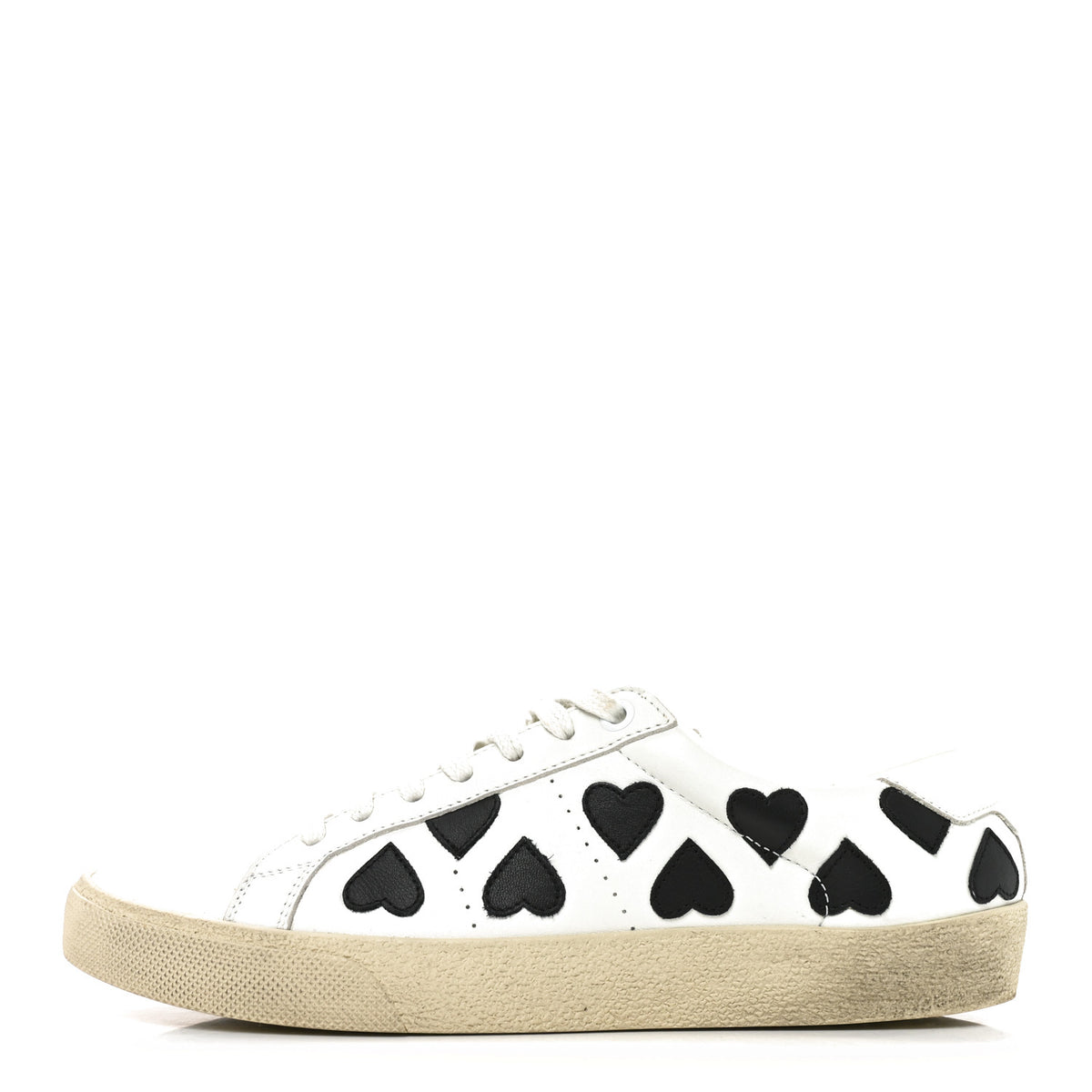 Saint Laurent Calfskin Heart Court Classic Sneakers 38 White Black 1 of 8