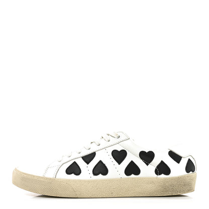 Saint Laurent Calfskin Heart Court Classic Sneakers 38 White Black 1 of 8
