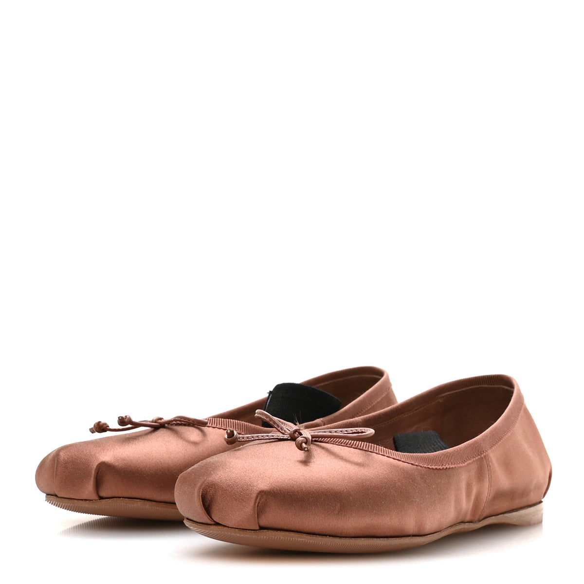 Miu Miu Satin Logo Ballerina Flats 35.5 Cacao 4 of 10