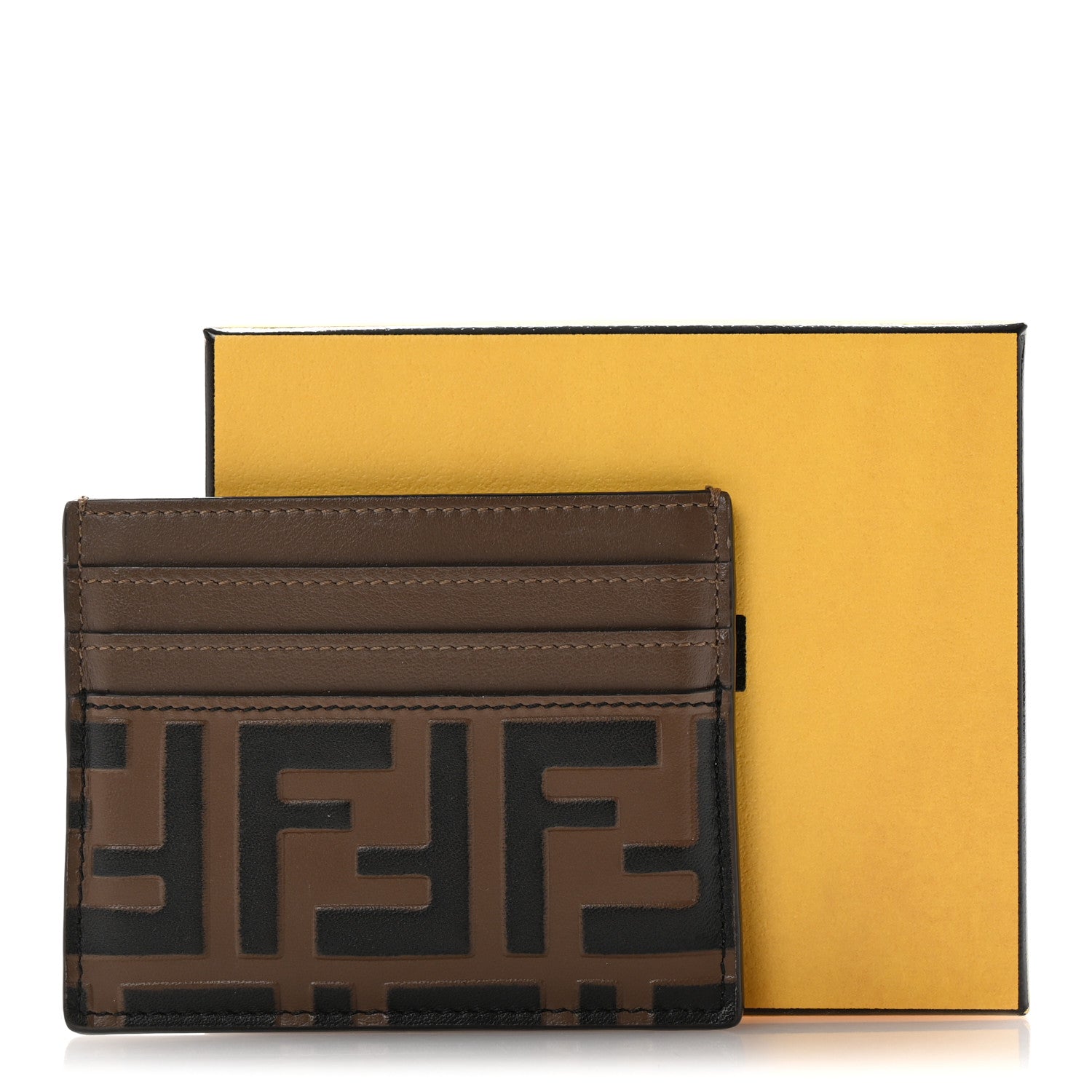 Fendi Vitello Cruise Bi-Color FF 1974 Embossed Card Holder Maya Black 9 of 9