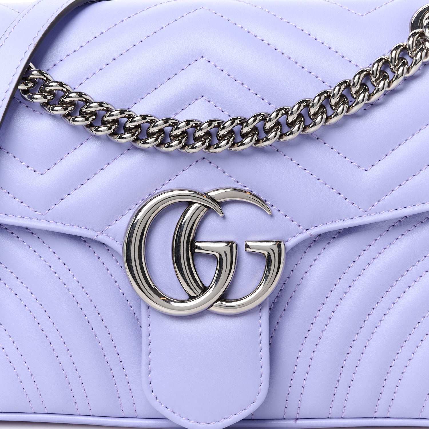 Gucci Calfskin Matelasse Small GG Marmont Shoulder Bag Lapis 9 of 11