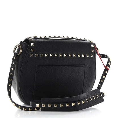 Valentino Garavani Grained Calfskin Rockstud Saddle Bag Black 3 of 8