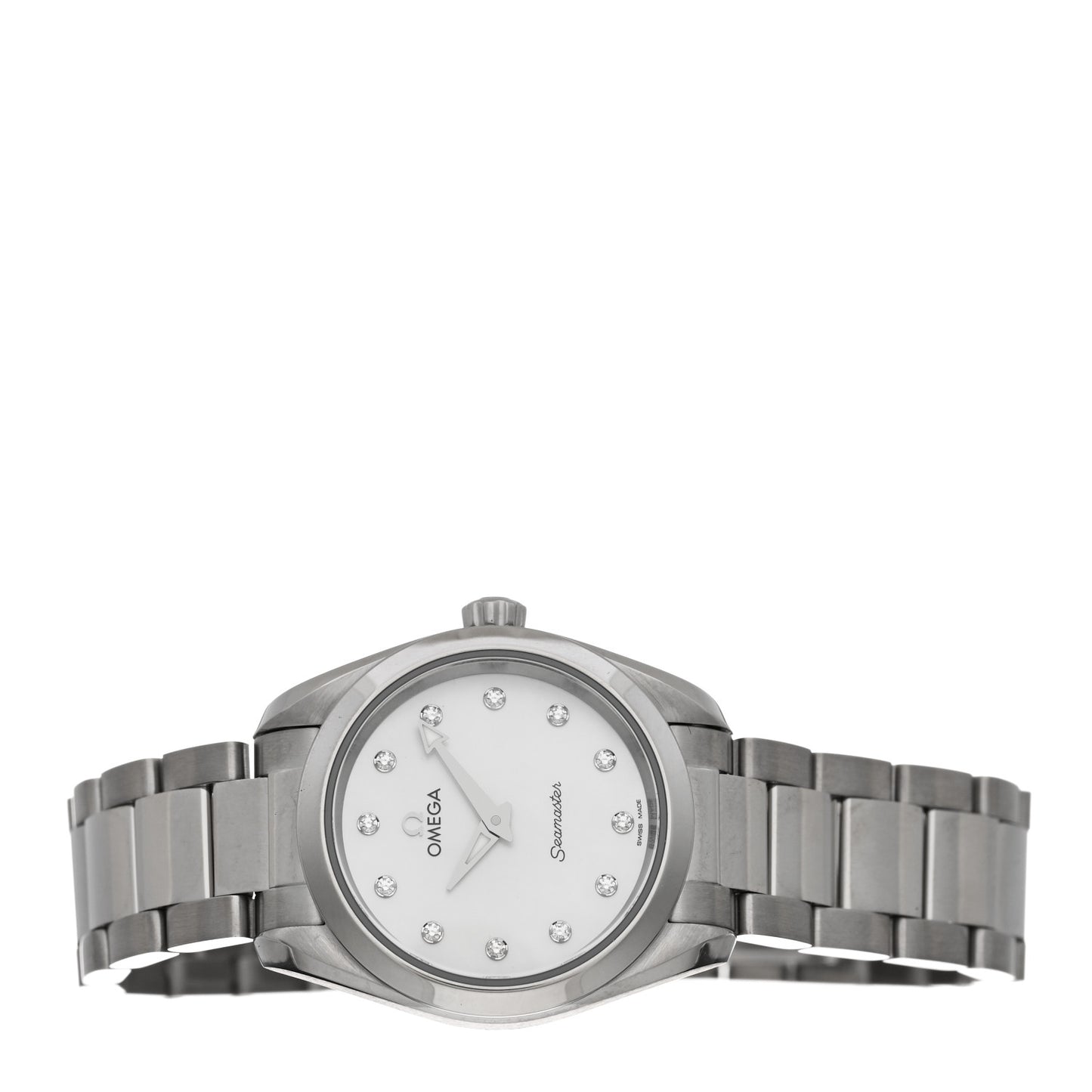 Stainless Steel Diamond Mother of Pearl 28mm Seamaster Aqua Terra Quartz Watch 220.10.28.60.55.001