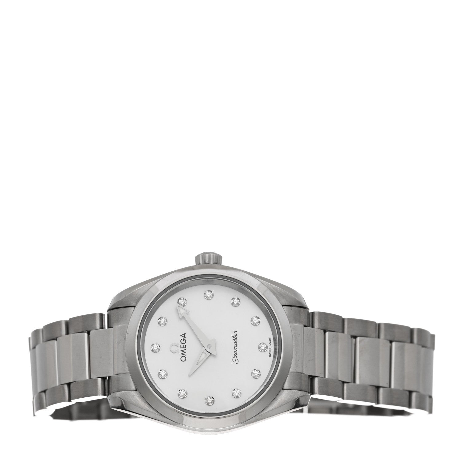 Omega Stainless Steel Diamond Mother of Pearl 28mm Seamaster Aqua Terra Quartz Watch 220.10.28.60.55.001 2 of 4