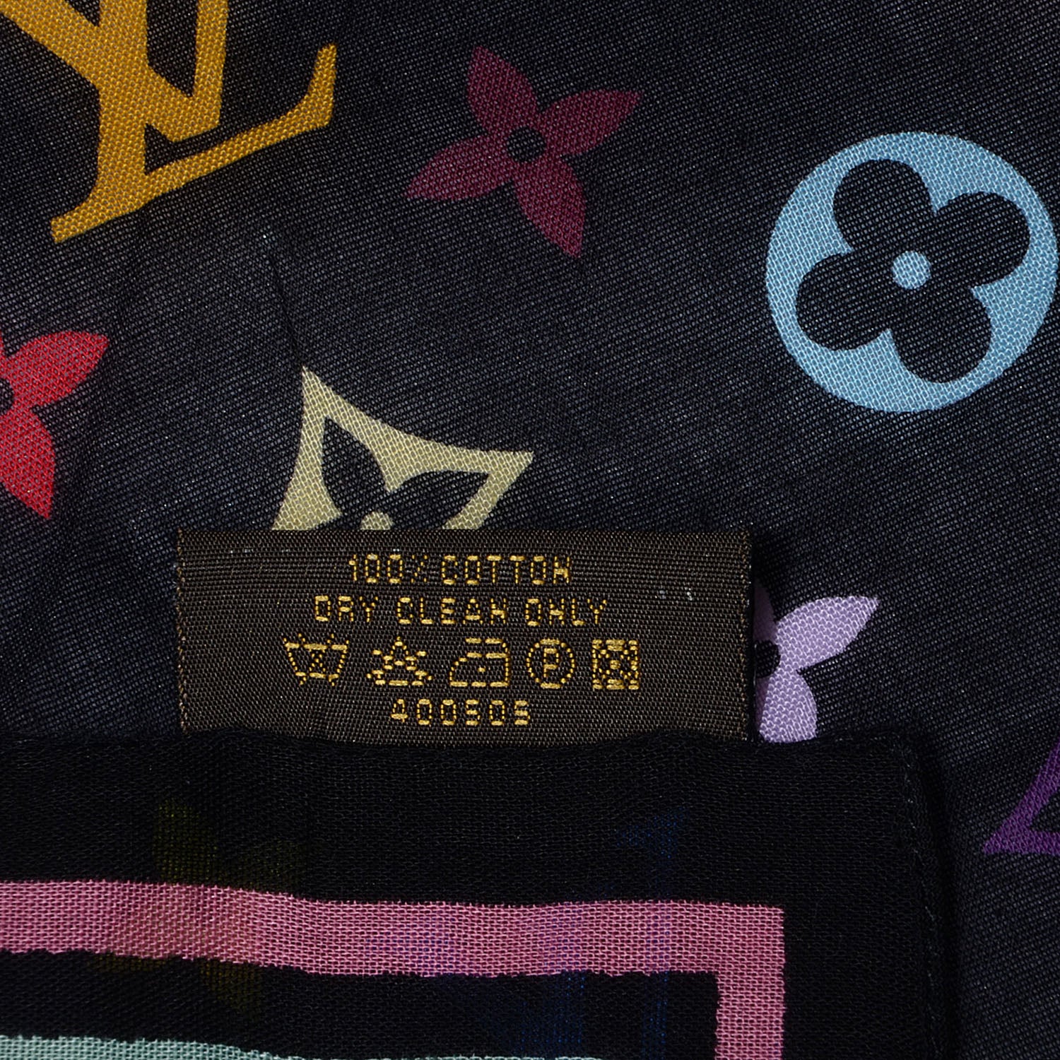 Louis Vuitton Cotton Multicolor Square Scarf Black 5 of 5