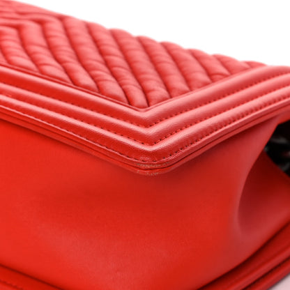 Chanel Wrinkled Lambskin Chevron Quilted Medium Boy Flap Orange 12 of 12