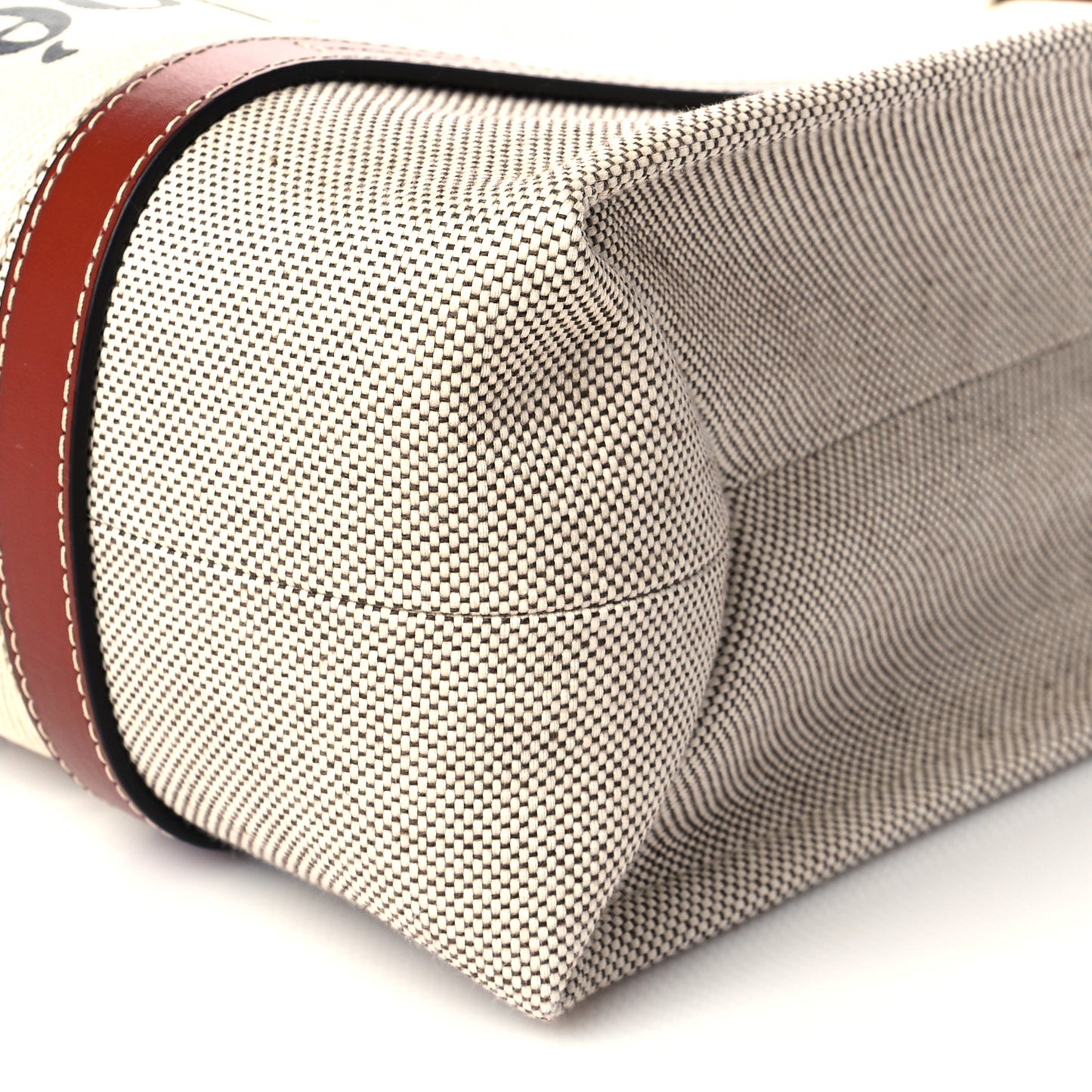 Cotton Calfskin Large Woody Ribbon Tote White Brown
