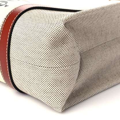 Chloe Cotton Calfskin Large Woody Ribbon Tote White Brown 11 of 11