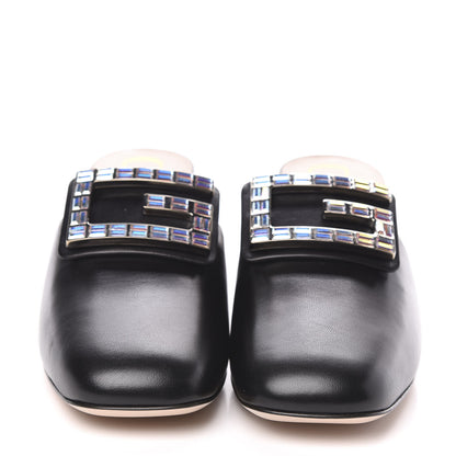 Gucci Malaga Kid Crystal Square G Madelyn Mules 38.5 Black 2 of 8