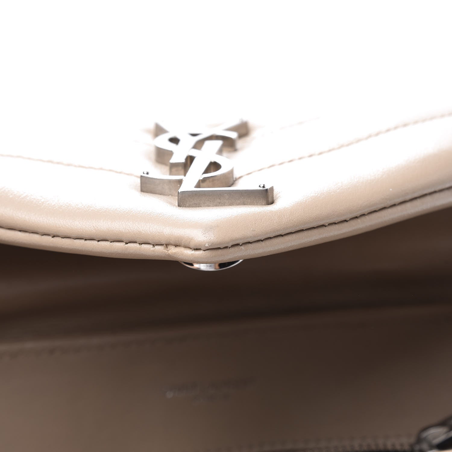 Saint Laurent Calfskin Y Quilted Monogram Small Loulou Chain Satchel Dark Beige 13 of 14