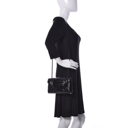 Saint Laurent Patent Mixed Matelasse Triquilt Small Monogram Satchel Black 2 of 8