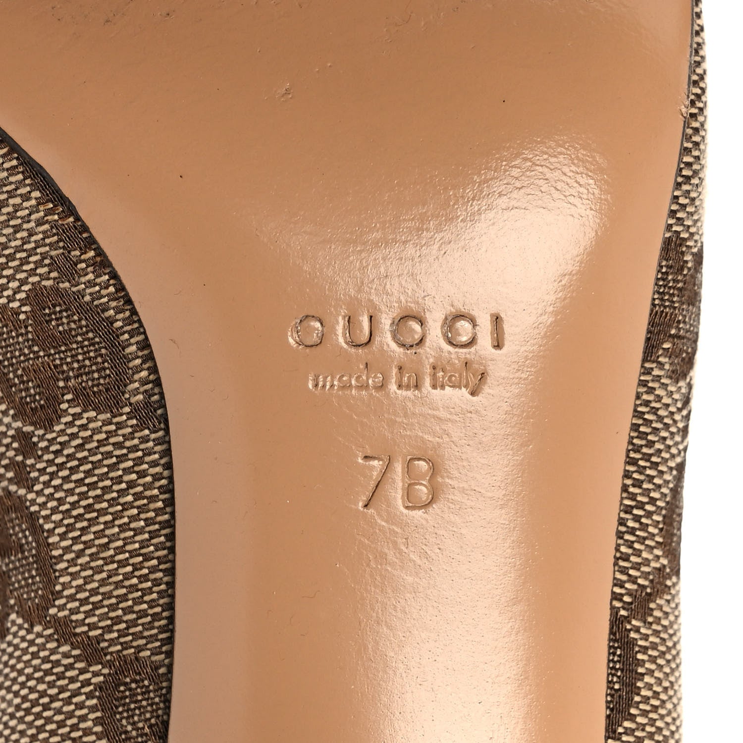 Gucci Monogram Malaga Kid Pumps 7 Biege Ebony Cocoa 6 of 8