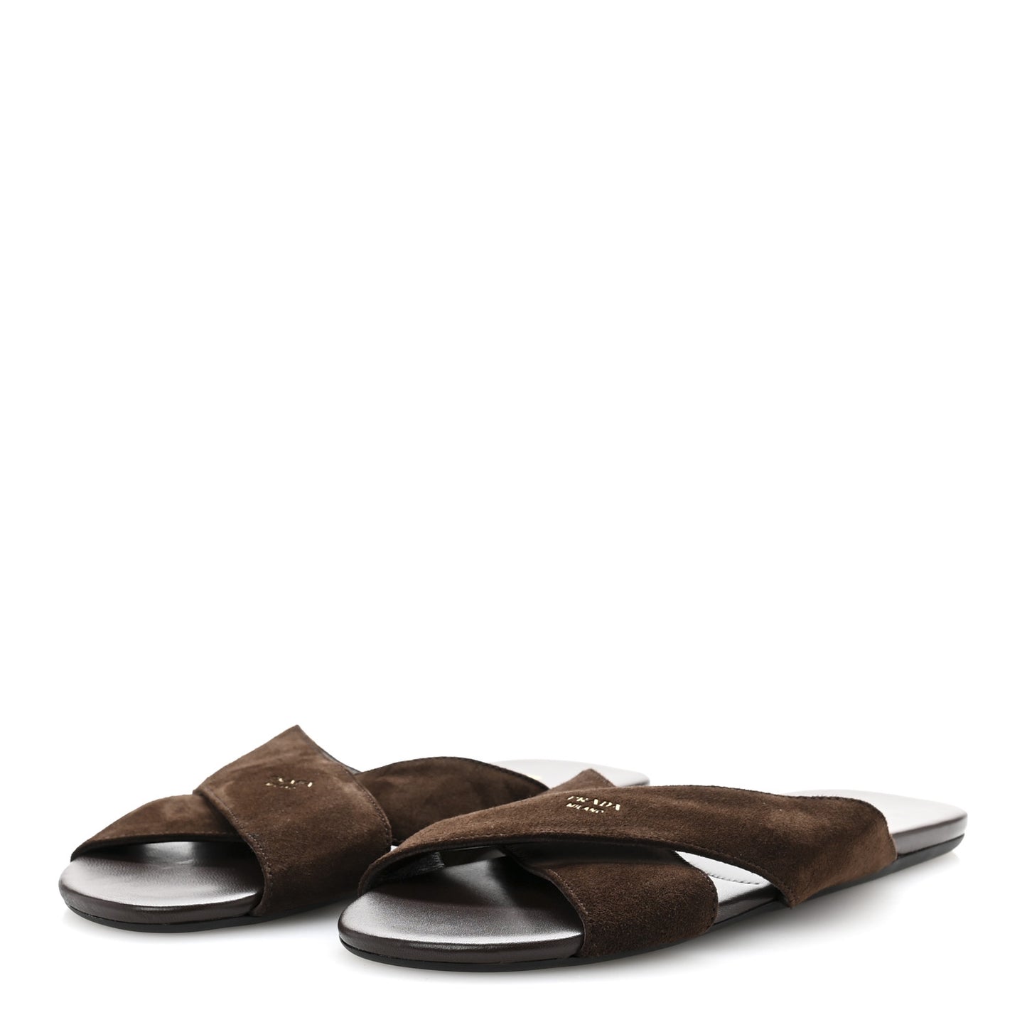 Suede Crisscross Slide Sandals 38.5 Moro