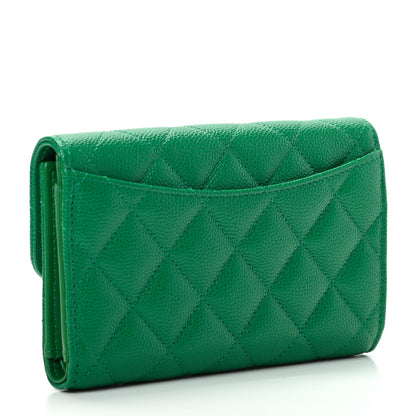 Chanel Caviar Quilted Medium Flap Wallet Green 3 of 8