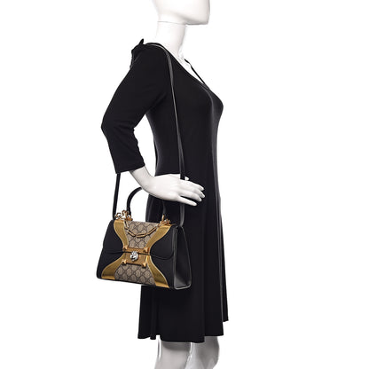 Gucci GG Supreme Monogram Small Osiride Top Handle Bag Black Gold 2 of 11