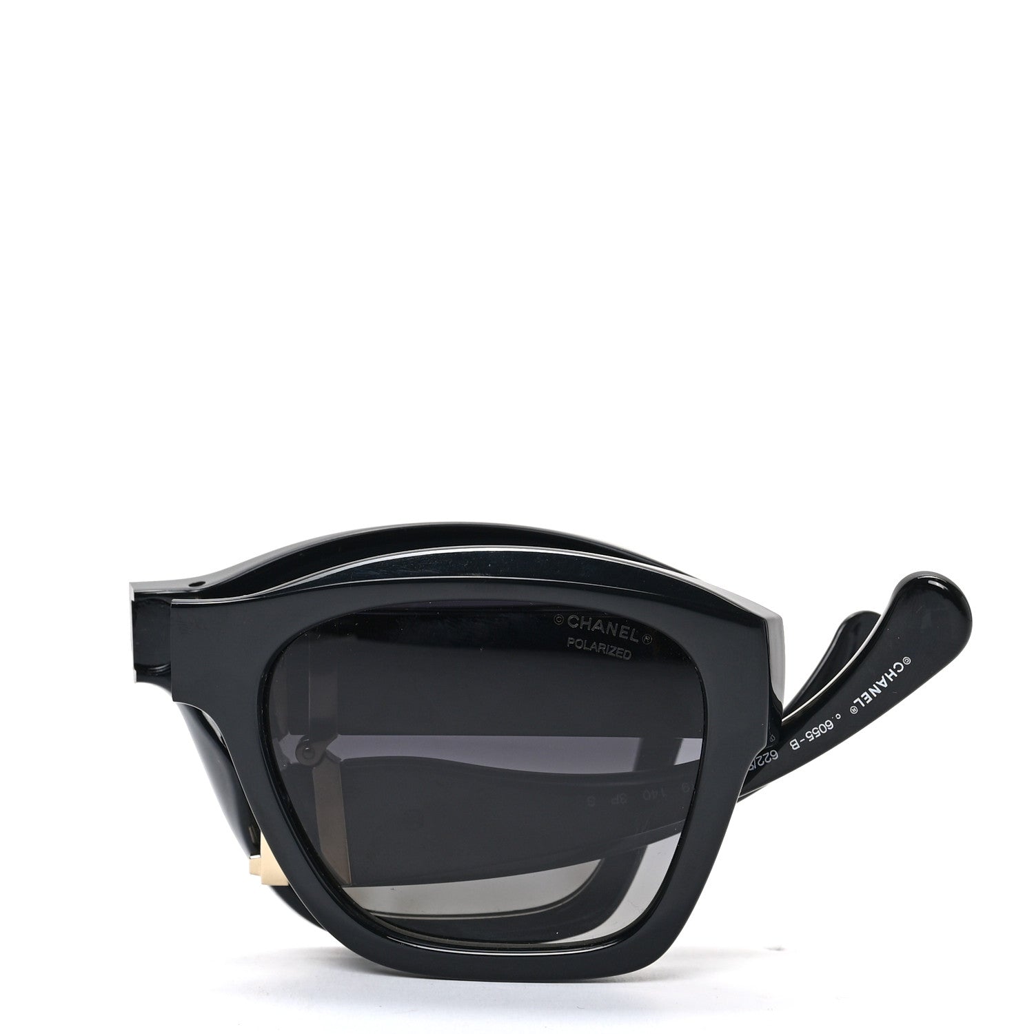 Chanel Acetate Metal Square Folding Sunglasses 6055-B Black 8 of 8