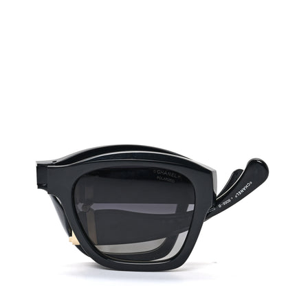 Chanel Acetate Metal Square Folding Sunglasses 6055-B Black 8 of 8