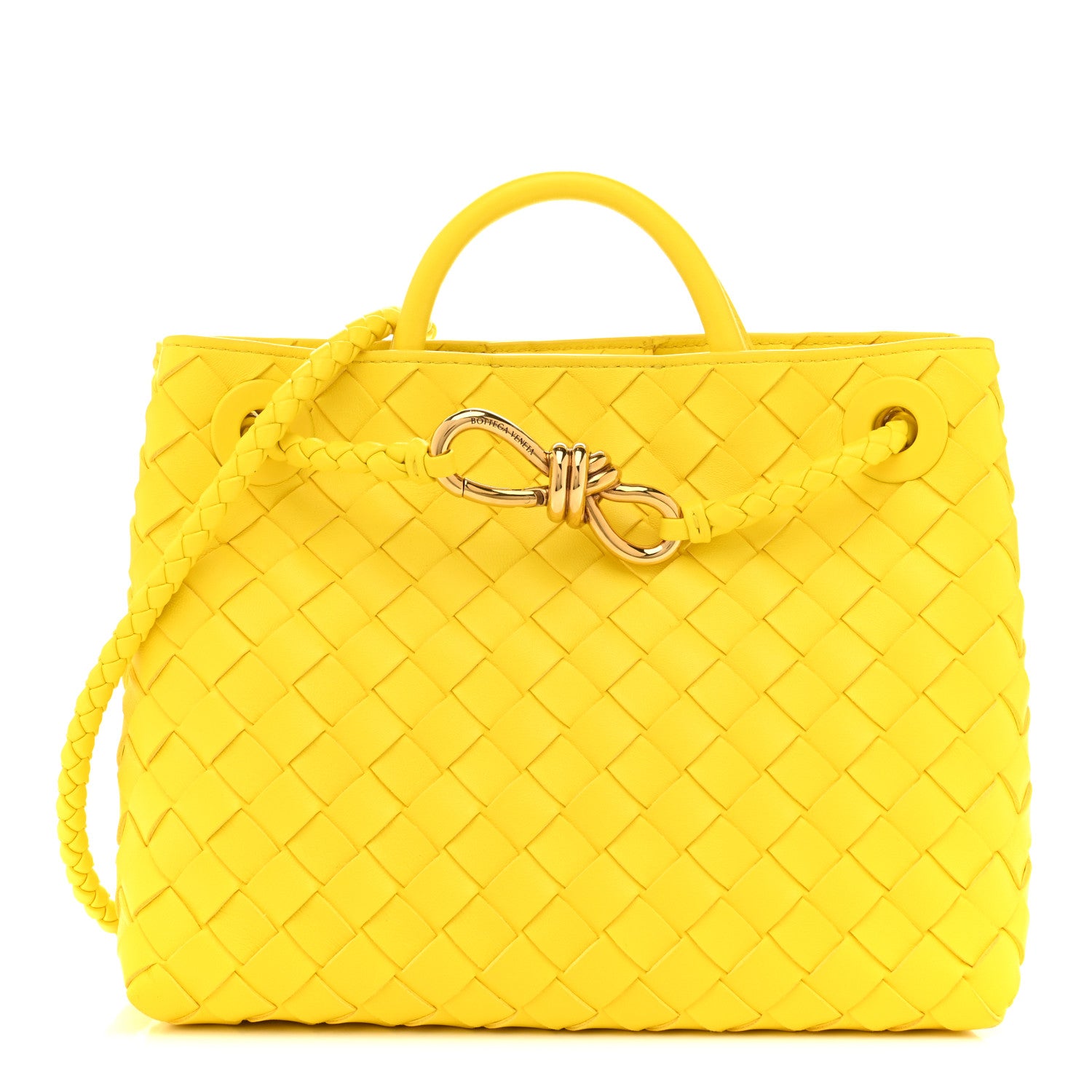 Bottega Veneta Nappa Intrecciato Small Andiamo Shoulder Bag Sulfur 1 of 12