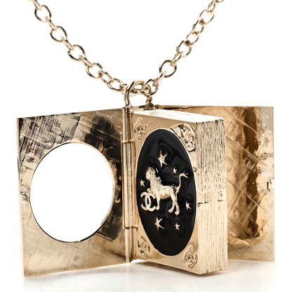Chanel Metal CC Lion Book Locket Necklace Gold 5 of 7