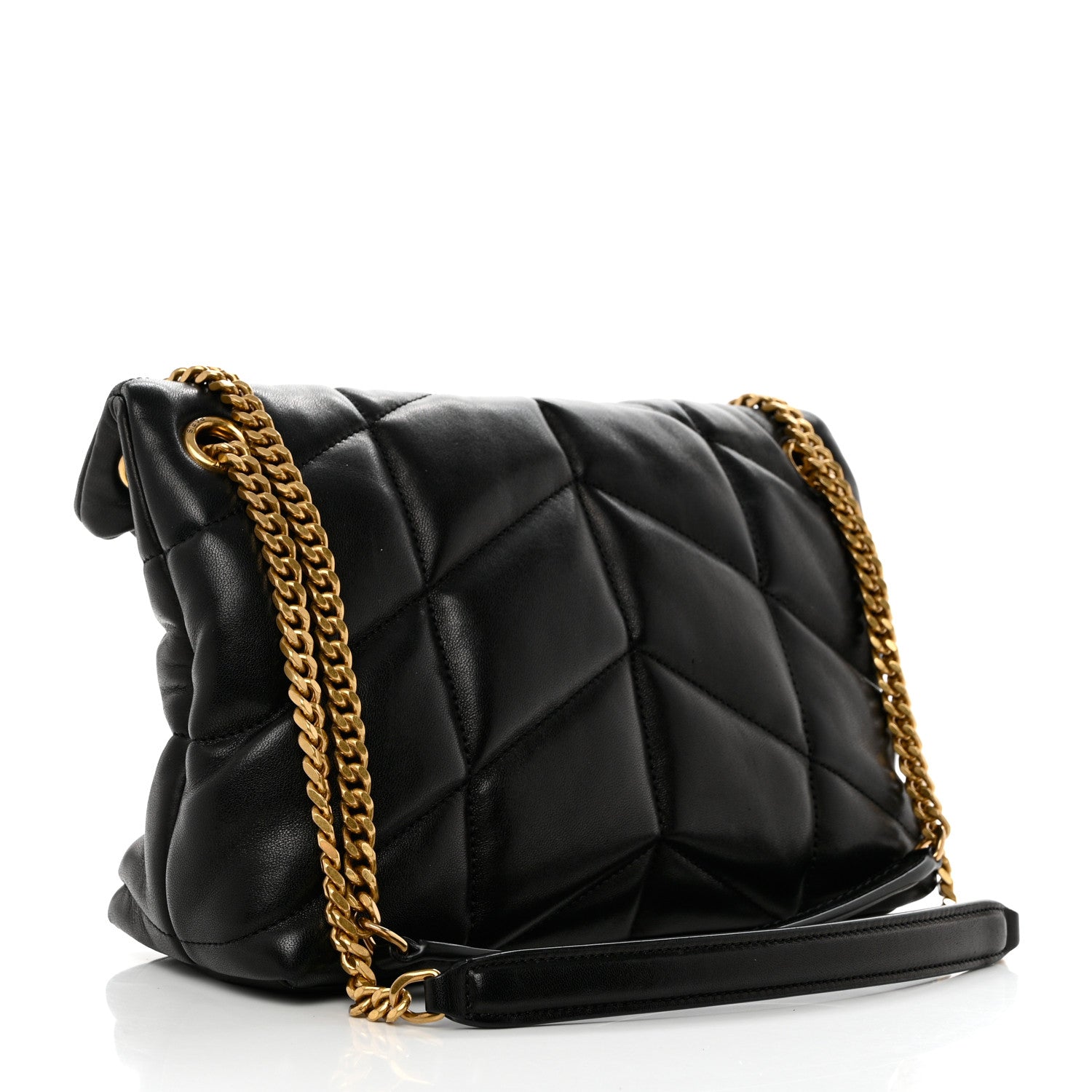 Saint Laurent Lambskin Quilted Small Loulou Puffer Monogram Chain Satchel Black 3 of 11