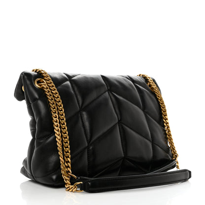 Saint Laurent Lambskin Quilted Small Loulou Puffer Monogram Chain Satchel Black 3 of 11
