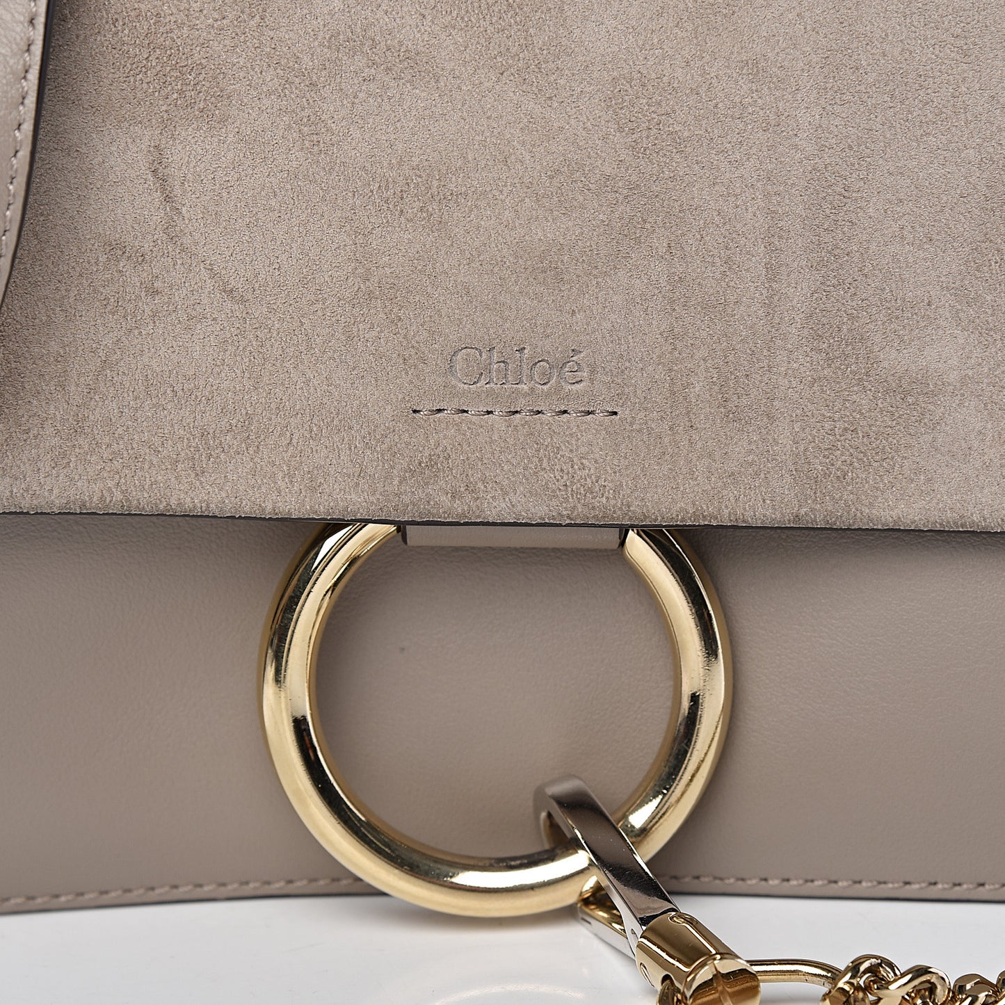 Suede Calfskin Small Faye Shoulder Bag Motty Grey