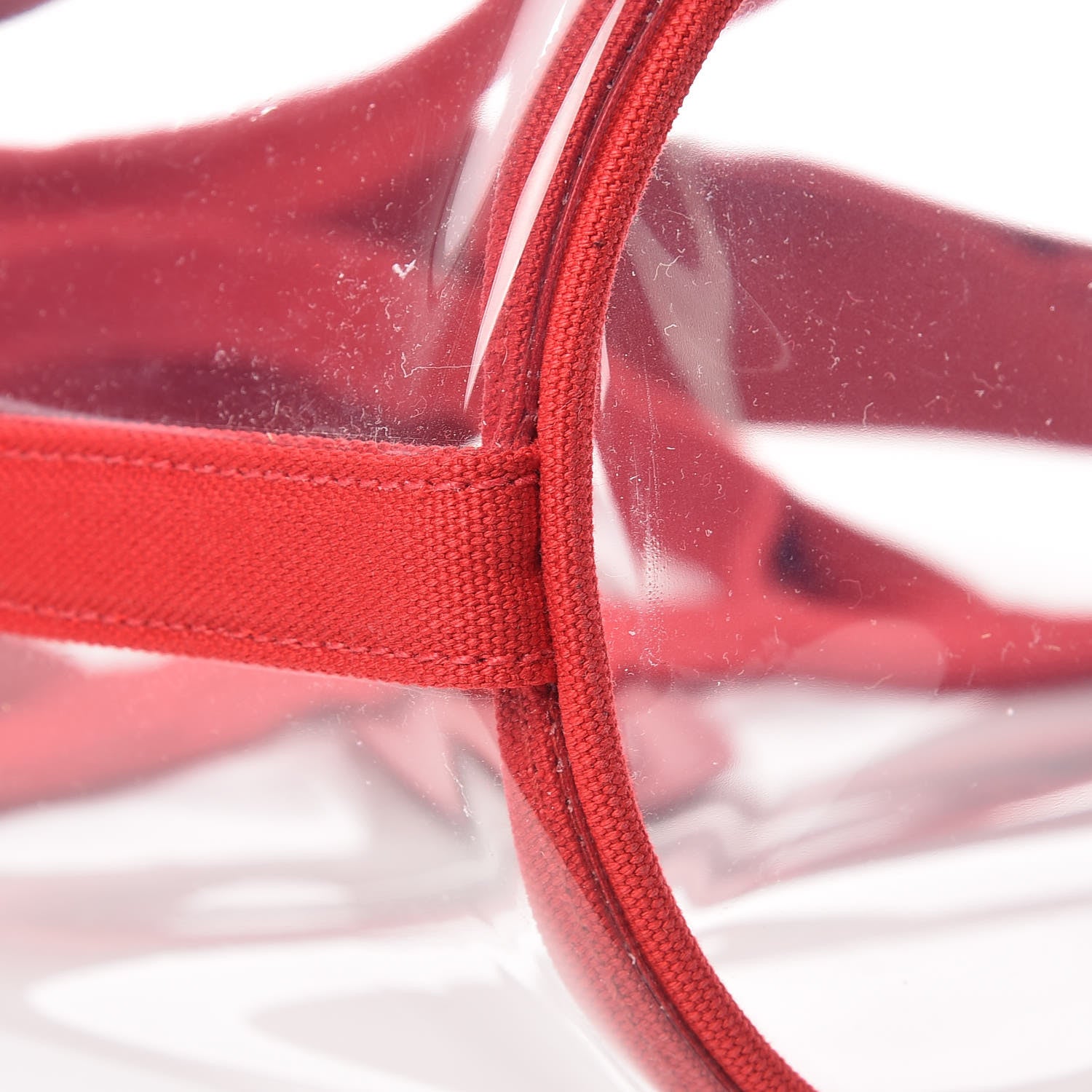 Prada Plexiglass Canapa Small Shopper Tote Rosso 6 of 10